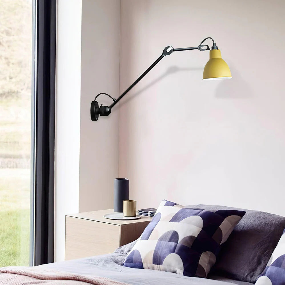 Matte Black Wall Lamp With Adjustable Arm For Reading Corner