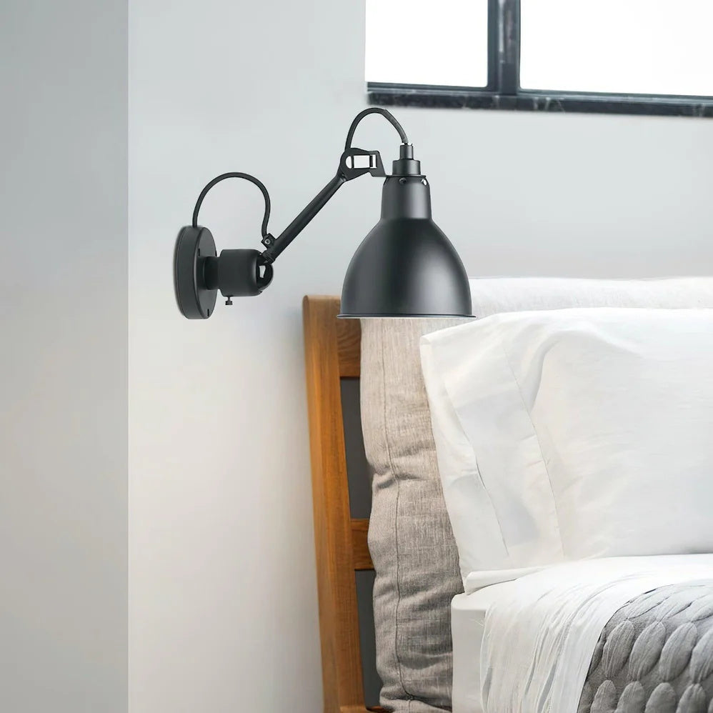Matte Black Wall Lamp With Adjustable Arm For Reading Corner