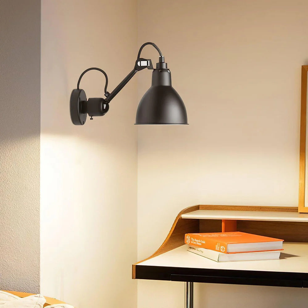 Matte Black Wall Lamp With Adjustable Arm For Reading Corner