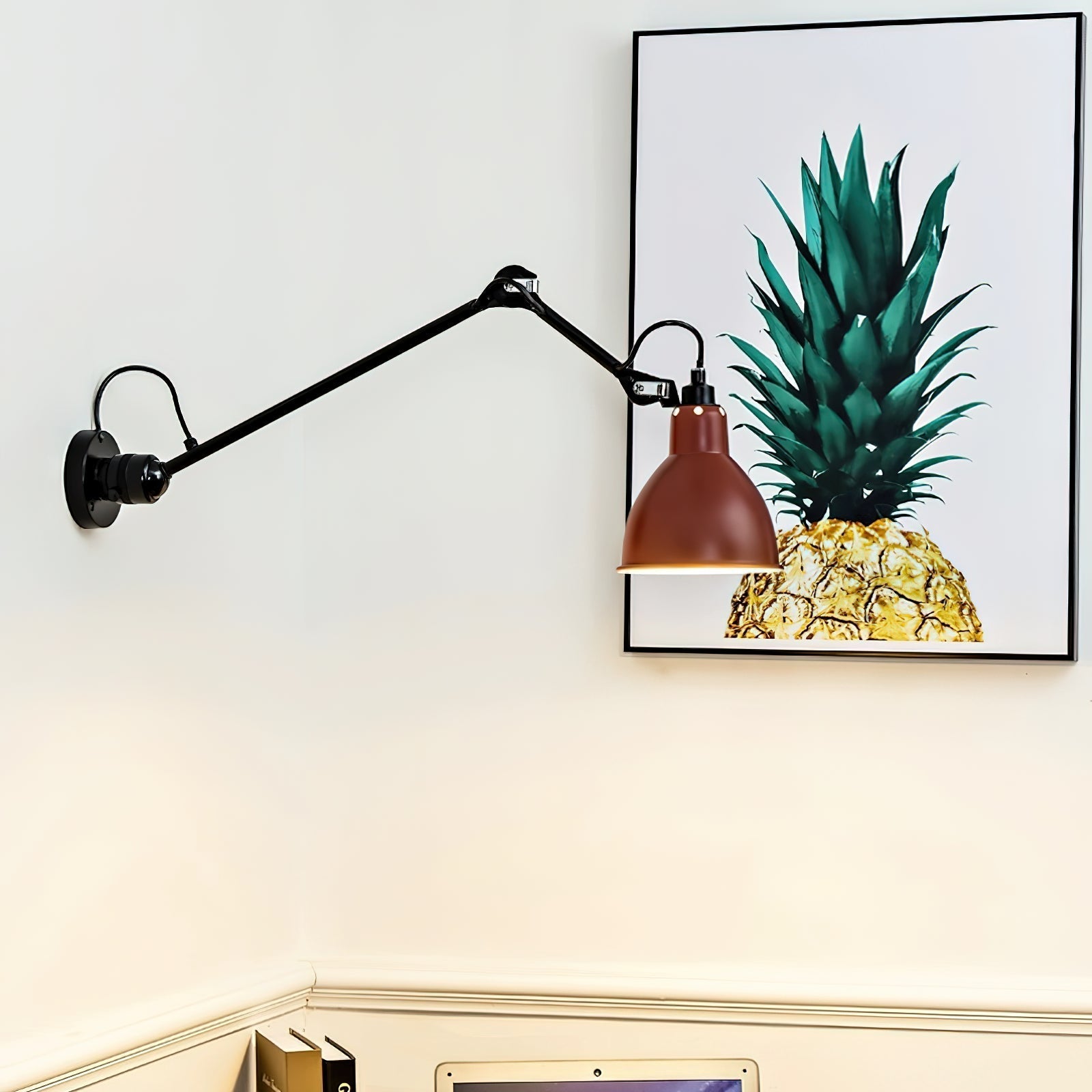 Matte Black Wall Lamp With Adjustable Arm For Reading Corner