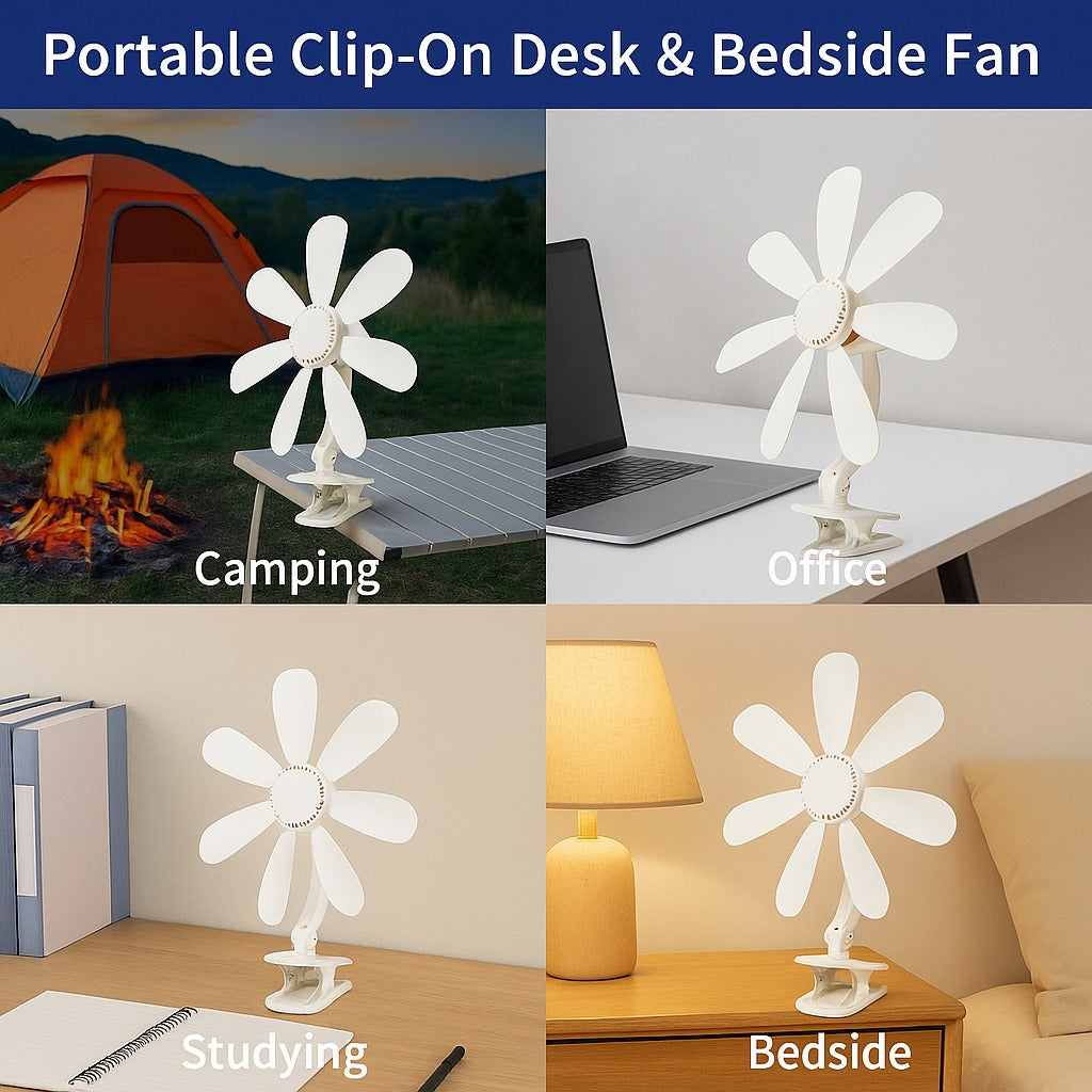 Csíptethető mini asztali ventilátor — kompakt, csendes személyes hűtés