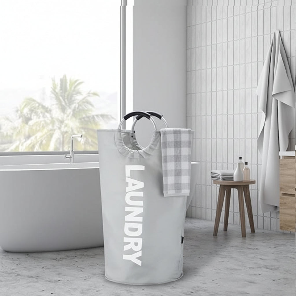 Vandtæt vasketøjskurv i stof — Kapacitet på 90L, sammenklappeligt design