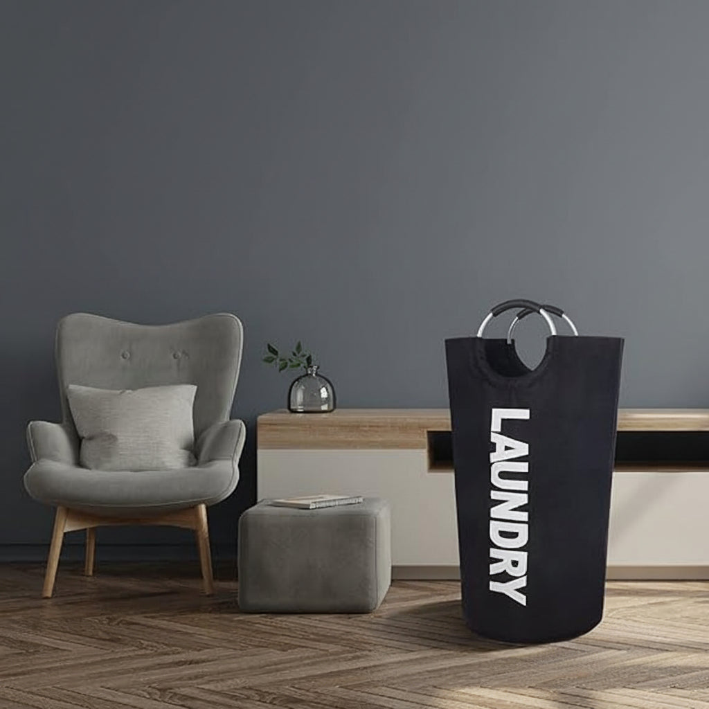 Vandtæt vasketøjskurv i stof — Kapacitet på 90L, sammenklappeligt design