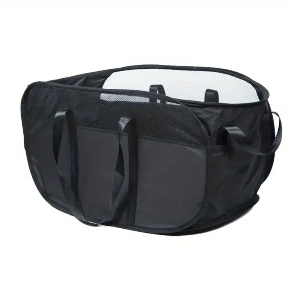 Pop-Up Laundry Tote — Breathable Mesh Sides, Foldable Frame