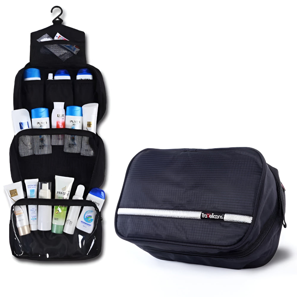 Hanging Travel Toiletry Organizer — Waterproof Suspended Storage Case