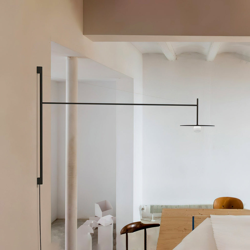 Plug Model Wall Lamp With Adjustable Swivel Arm And Blown Glass Shade