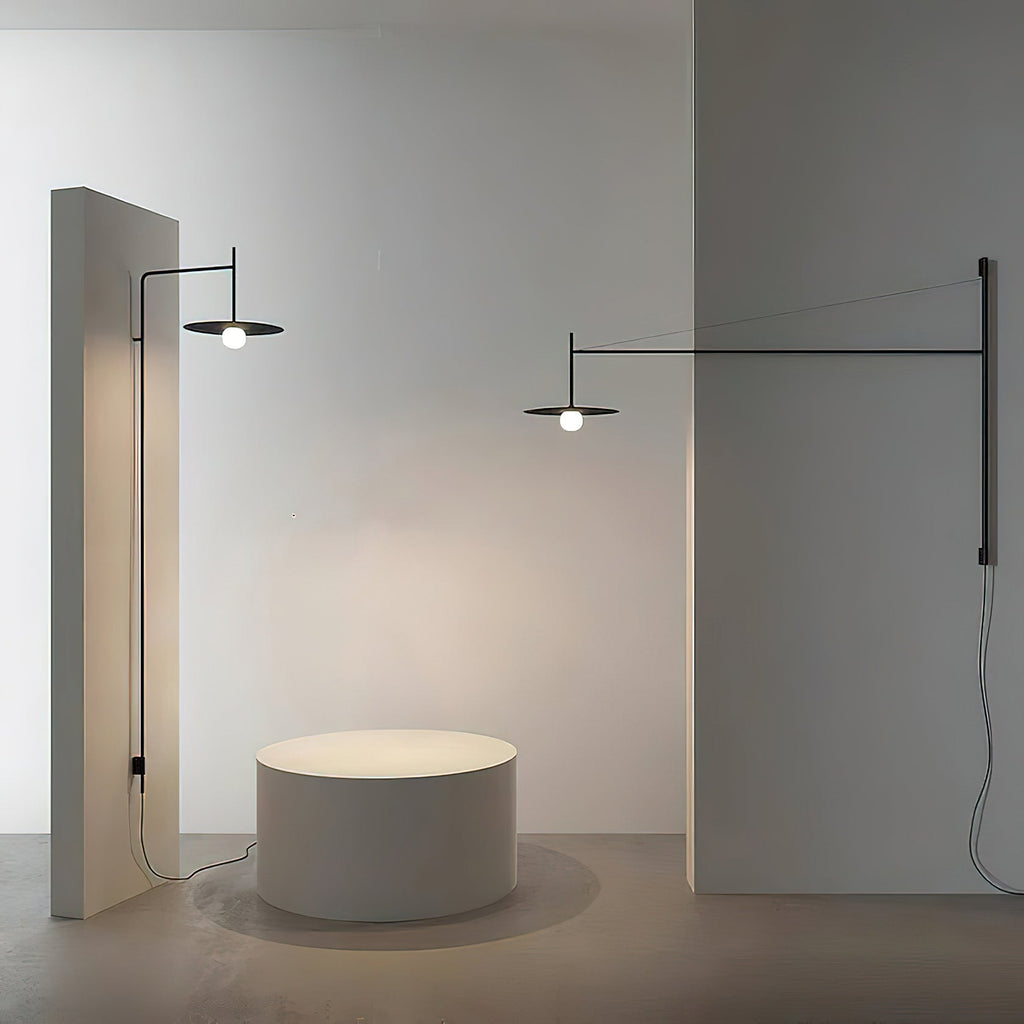 Plug Model Wall Lamp With Adjustable Swivel Arm And Blown Glass Shade