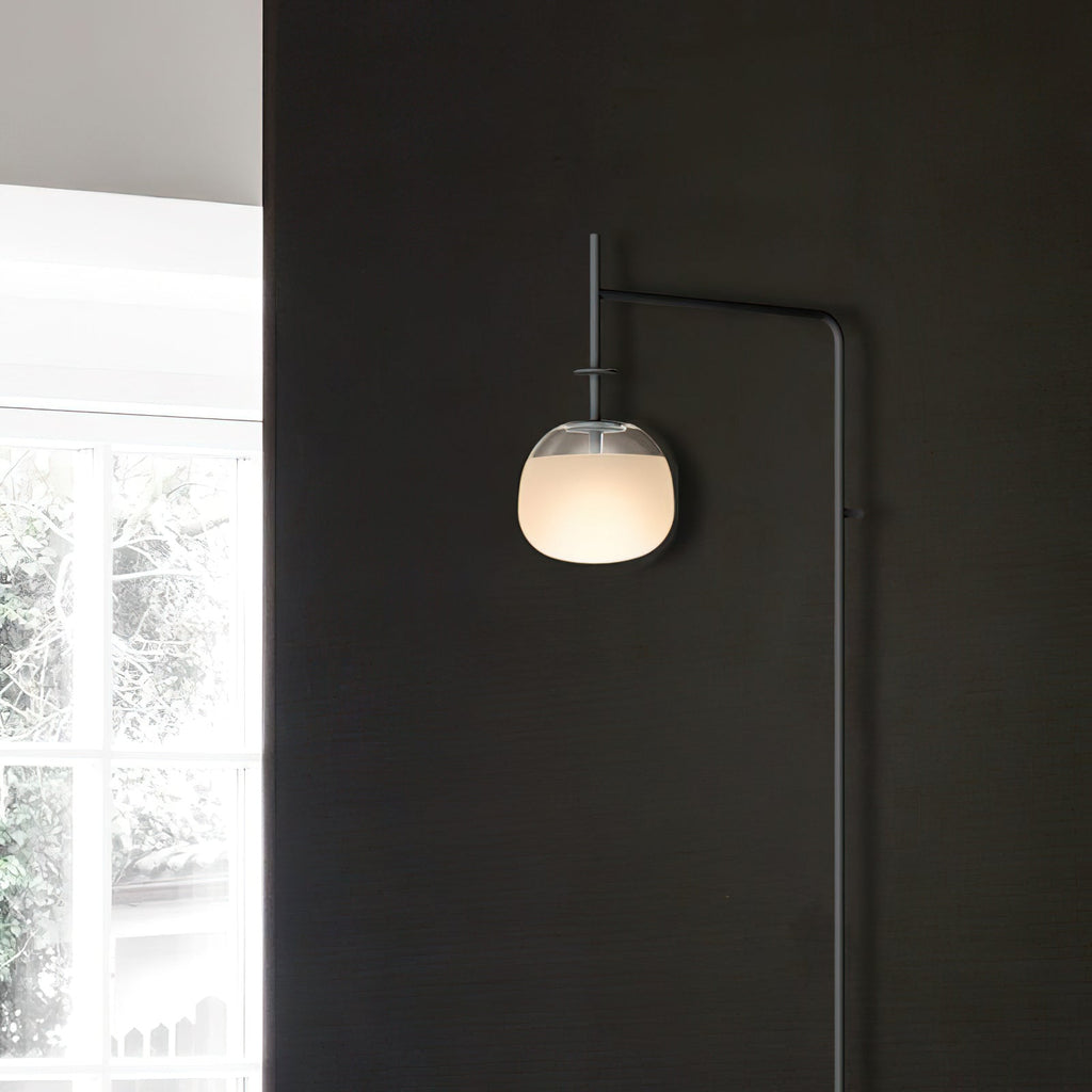 Plug Model Wall Lamp With Adjustable Swivel Arm And Blown Glass Shade