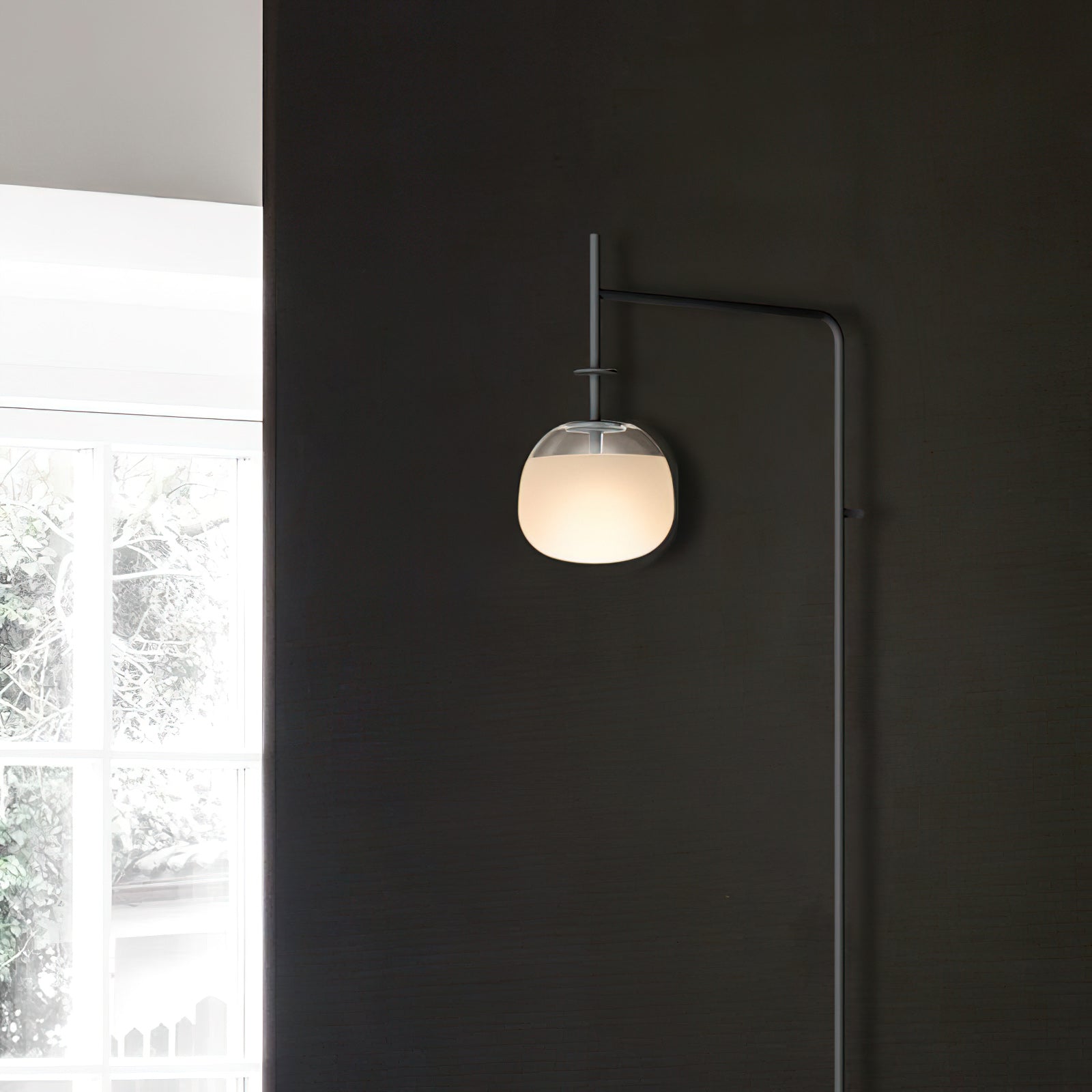 Plug Model Wall Lamp With Adjustable Swivel Arm And Blown Glass Shade