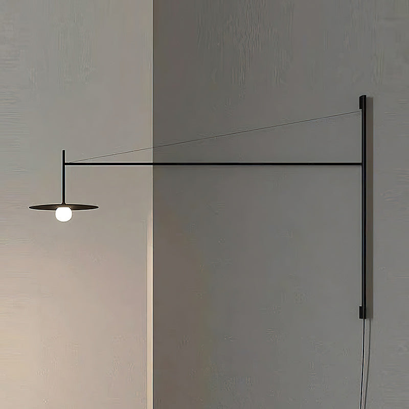 Plug Model Wall Lamp With Adjustable Swivel Arm And Blown Glass Shade