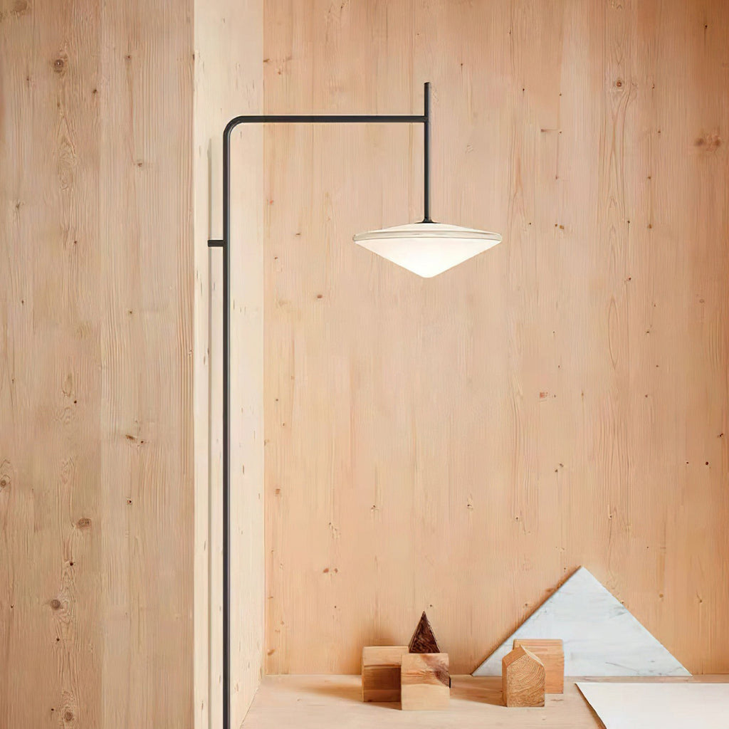 Plug Model Wall Lamp With Adjustable Swivel Arm And Blown Glass Shade