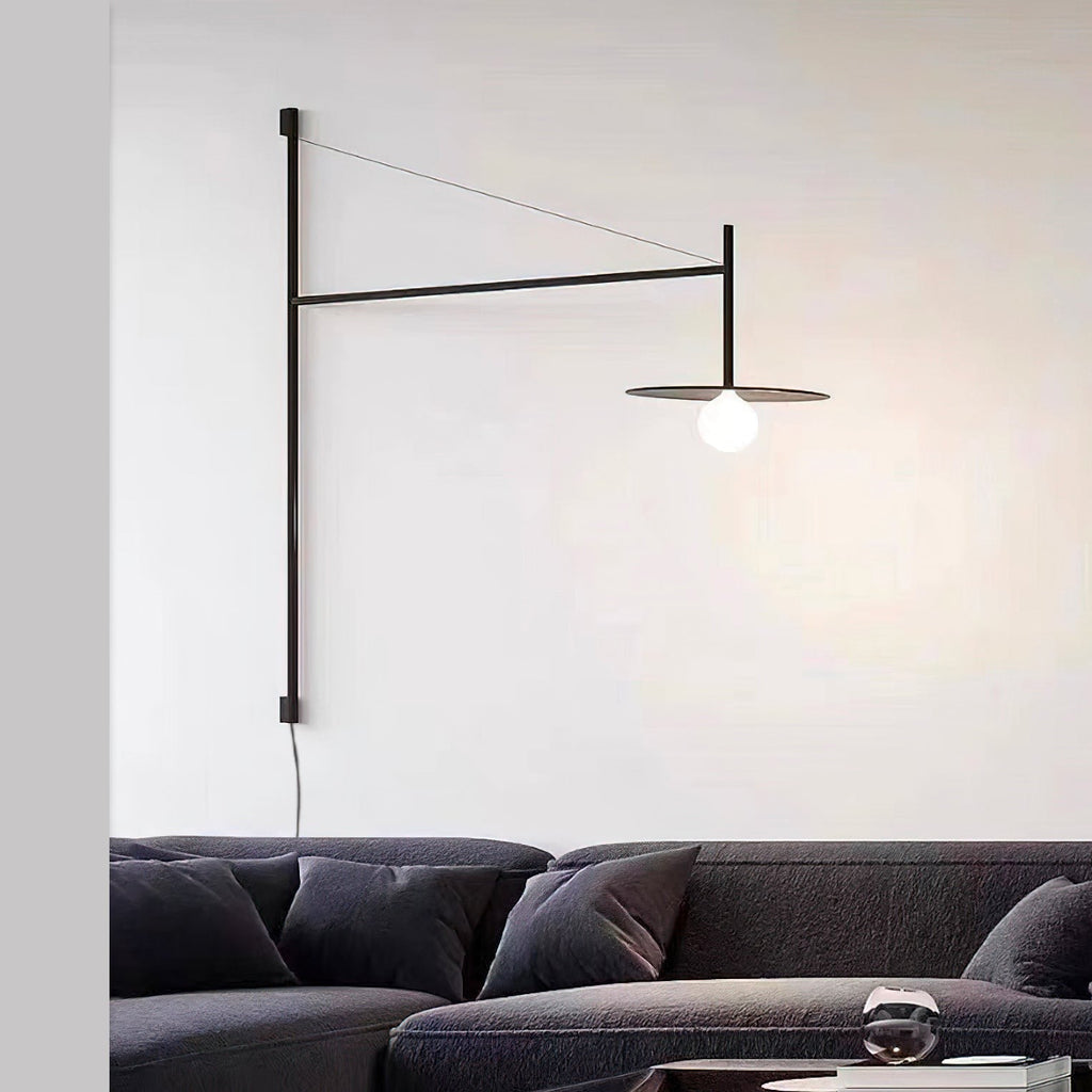 Plug Model Wall Lamp With Adjustable Swivel Arm And Blown Glass Shade