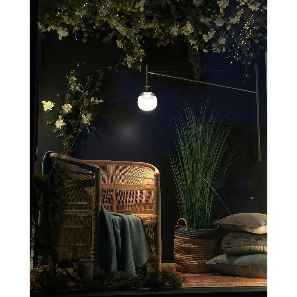 Plug Model Wall Lamp With Adjustable Swivel Arm And Blown Glass Shade