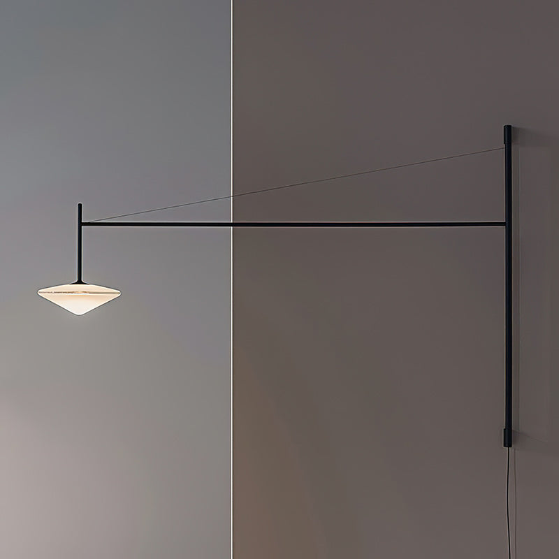 Plug Model Wall Lamp With Adjustable Swivel Arm And Blown Glass Shade