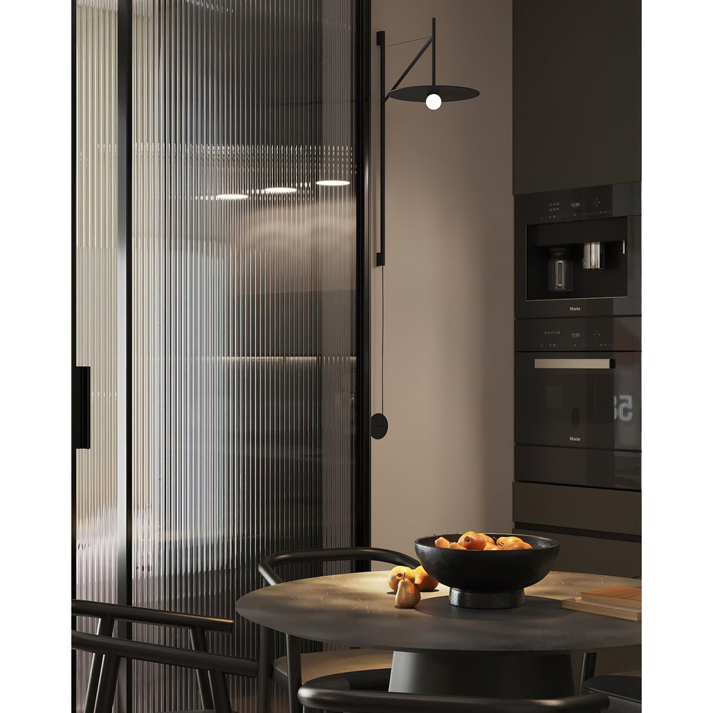 Plug Model Wall Lamp With Adjustable Swivel Arm And Blown Glass Shade