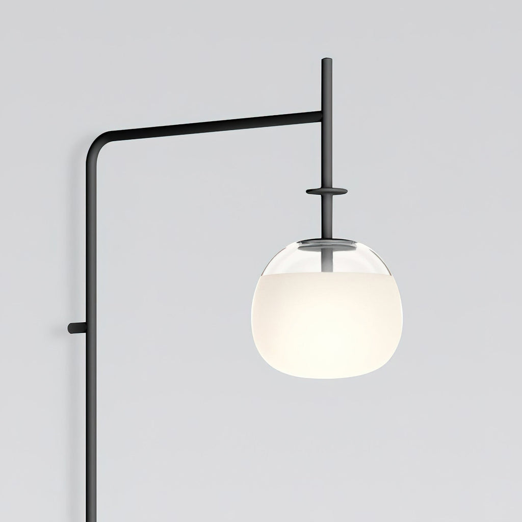 Plug Model Wall Lamp With Adjustable Swivel Arm And Blown Glass Shade