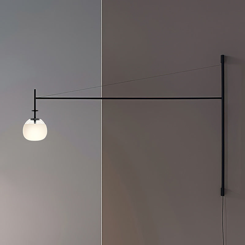 Plug Model Wall Lamp With Adjustable Swivel Arm And Blown Glass Shade