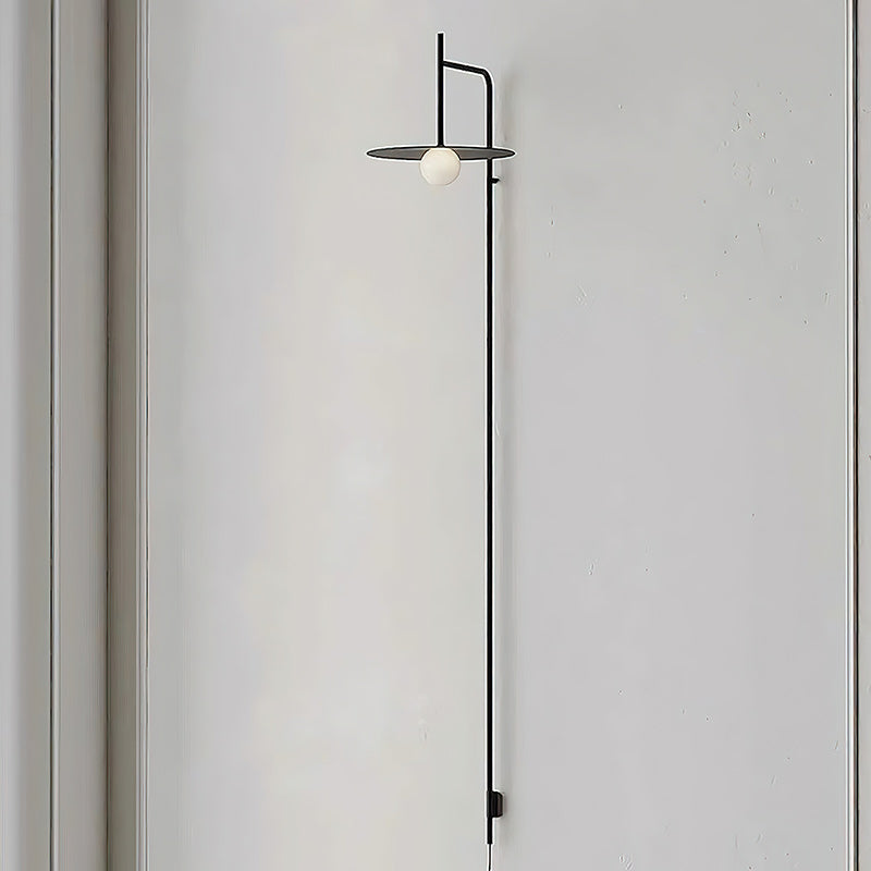 Plug Model Wall Lamp With Adjustable Swivel Arm And Blown Glass Shade