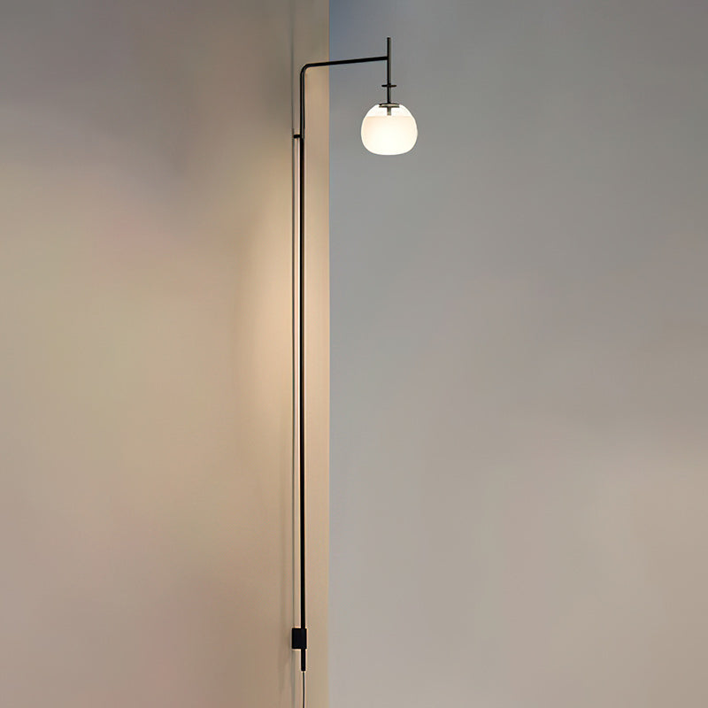 Plug Model Wall Lamp With Adjustable Swivel Arm And Blown Glass Shade