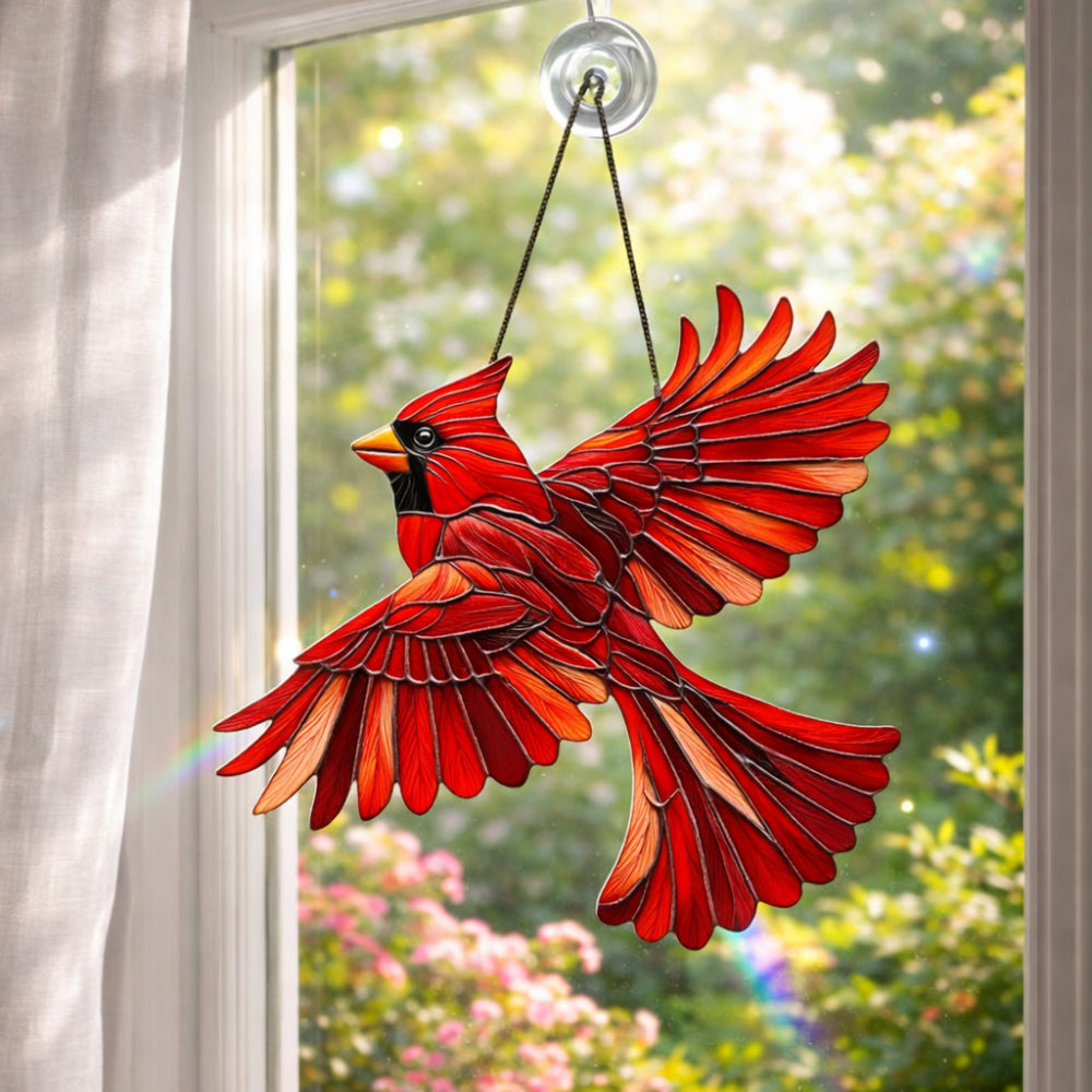 Colorful Hummingbird Window Ornament — Transparent Acrylic Prism Suncatcher
