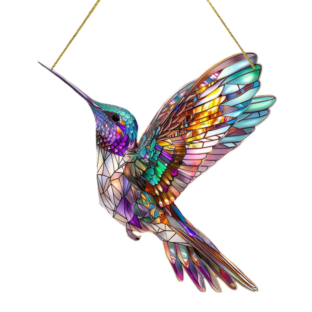 Colorful Hummingbird Window Ornament — Transparent Acrylic Prism Suncatcher