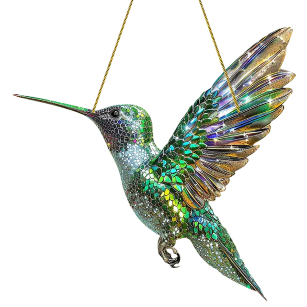 Colorful Hummingbird Window Ornament — Transparent Acrylic Prism Suncatcher