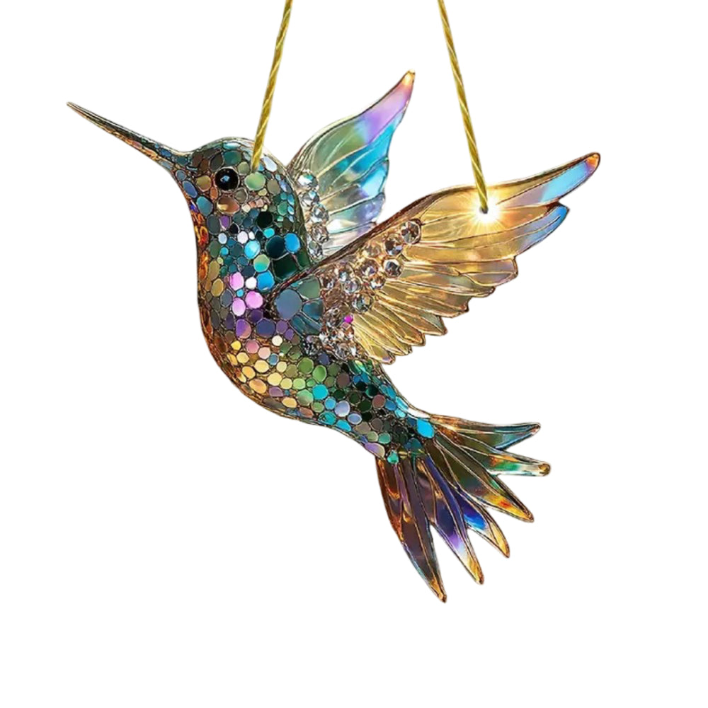 Colorful Hummingbird Window Ornament — Transparent Acrylic Prism Suncatcher