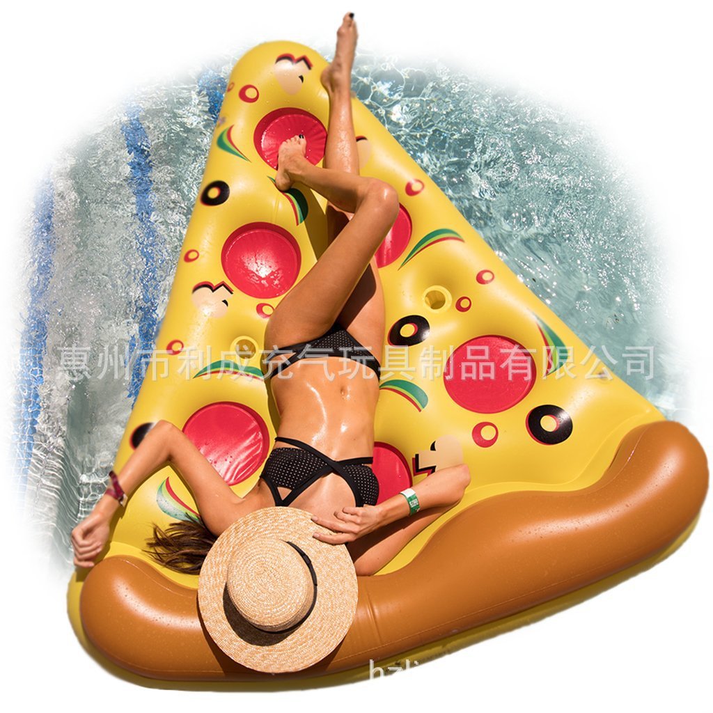 Colorful Pizza Slice Inflatable Lounger — Buoyant Floating Design