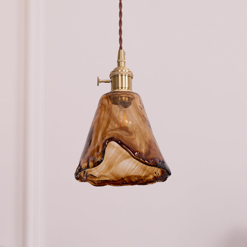 Vintage Brass And Amber Glass Pendant Light For Dining Rooms And Bars E26 E27 40W Max
