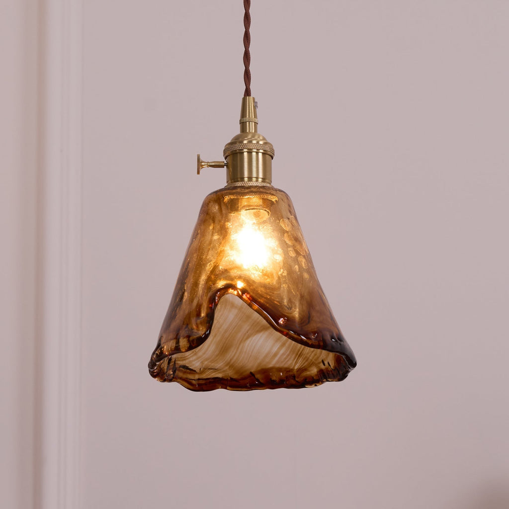 Vintage Brass And Amber Glass Pendant Light For Dining Rooms And Bars E26 E27 40W Max