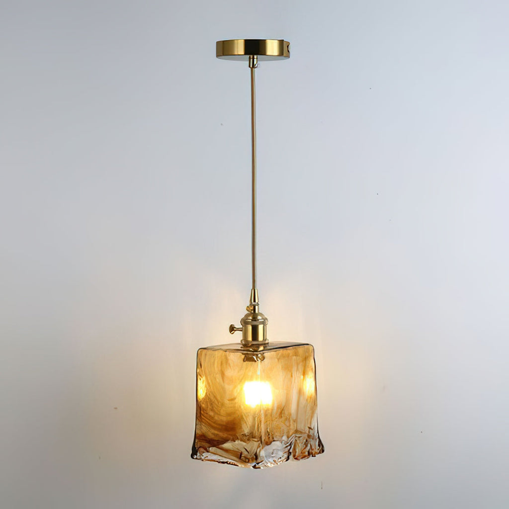Vintage Brass And Amber Glass Pendant Light For Dining Rooms And Bars E26 E27 40W Max