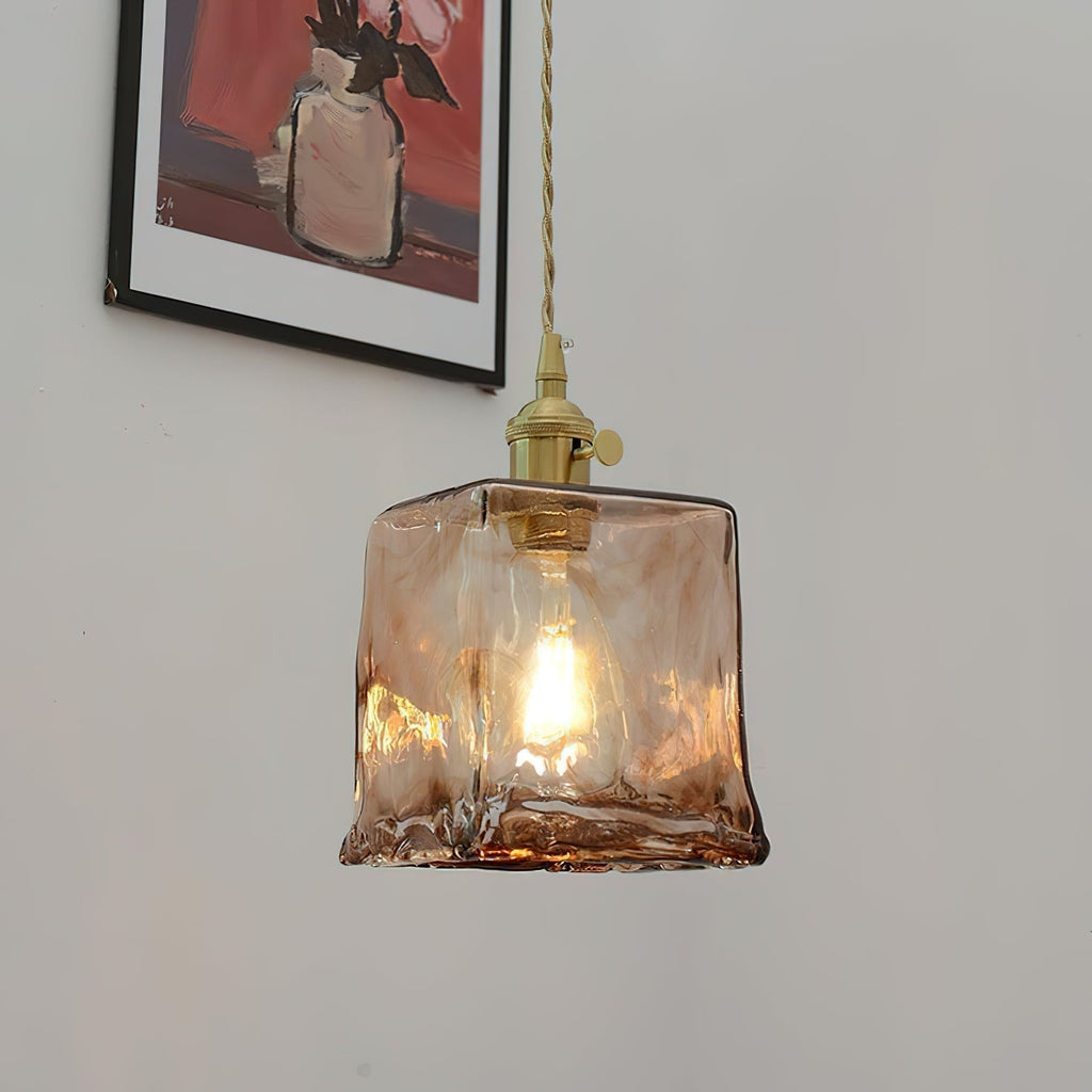 Vintage Brass And Amber Glass Pendant Light For Dining Rooms And Bars E26 E27 40W Max