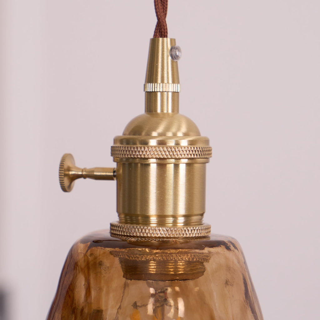 Vintage Brass And Amber Glass Pendant Light For Dining Rooms And Bars E26 E27 40W Max