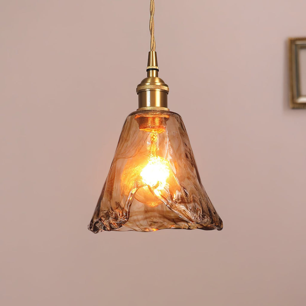 Vintage Brass And Amber Glass Pendant Light For Dining Rooms And Bars E26 E27 40W Max