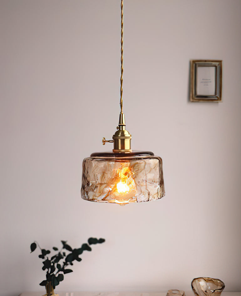 Vintage Brass And Amber Glass Pendant Light For Dining Rooms And Bars E26 E27 40W Max