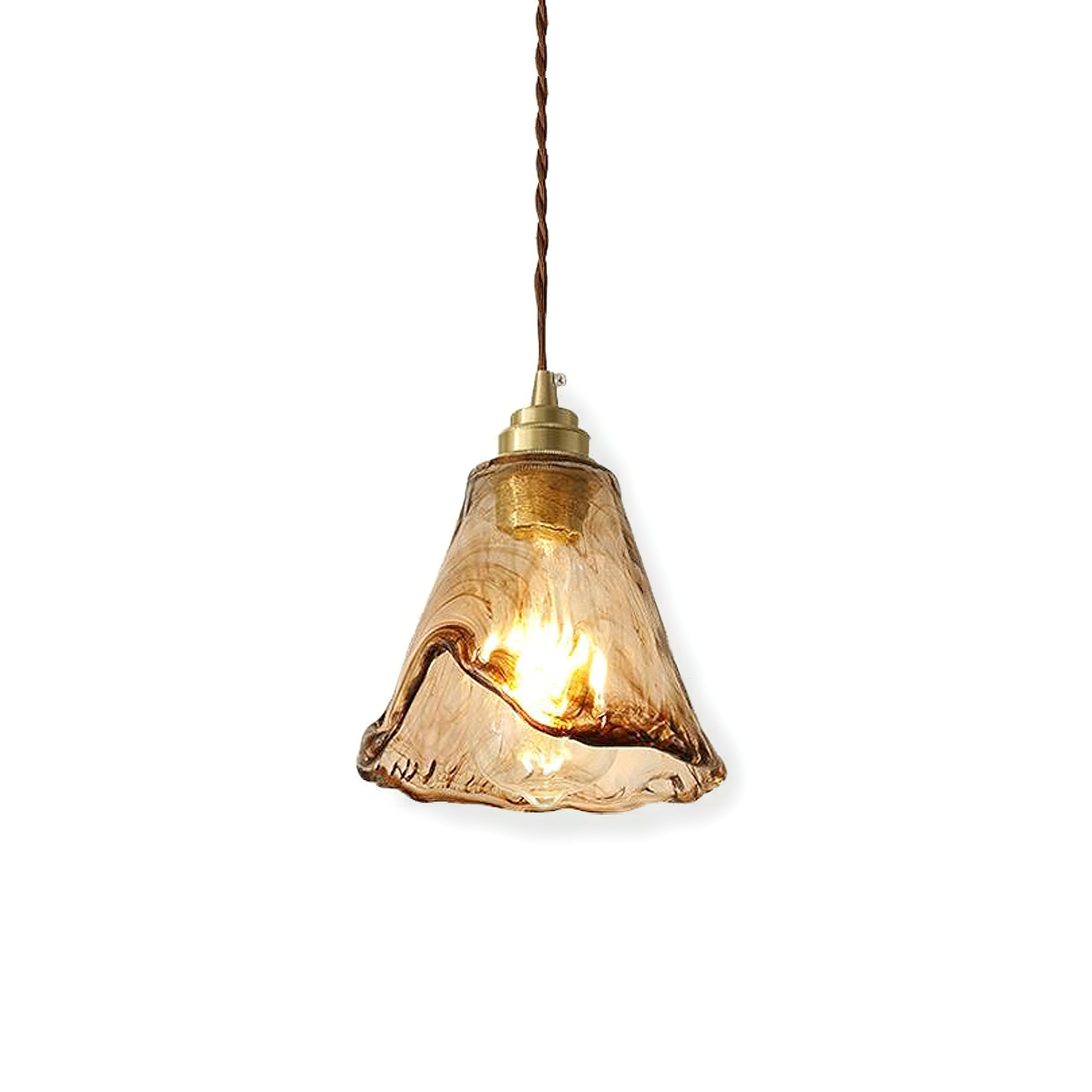 Vintage Brass And Amber Glass Pendant Light For Dining Rooms And Bars E26 E27 40W Max