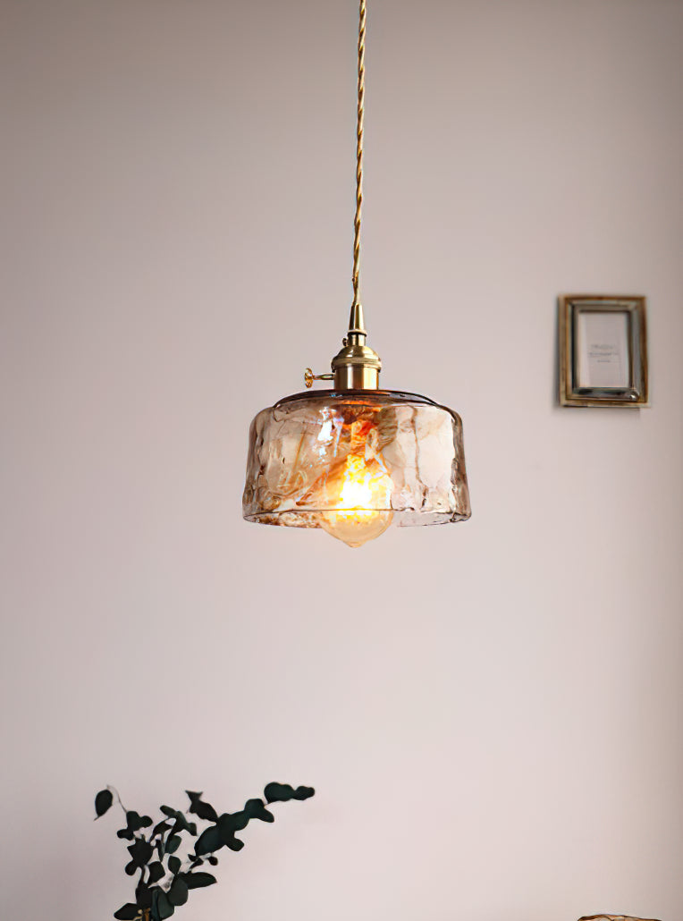 Vintage Brass And Amber Glass Pendant Light For Dining Rooms And Bars E26 E27 40W Max