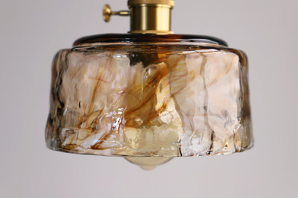 Vintage Brass And Amber Glass Pendant Light For Dining Rooms And Bars E26 E27 40W Max