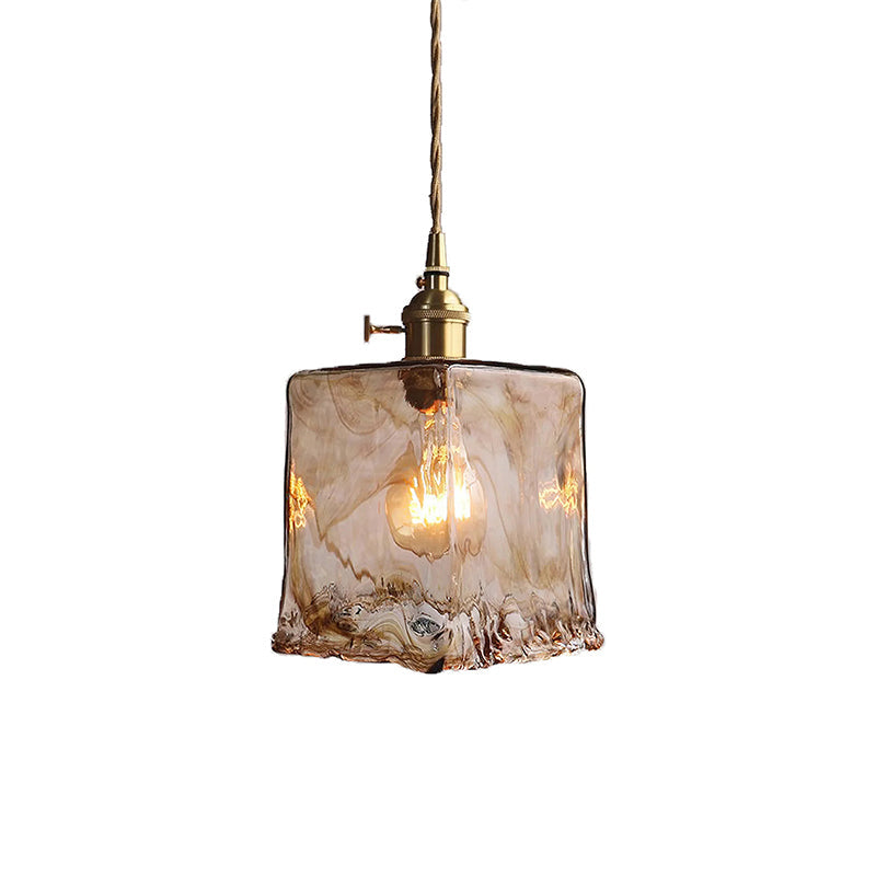 Vintage Brass And Amber Glass Pendant Light For Dining Rooms And Bars E26 E27 40W Max
