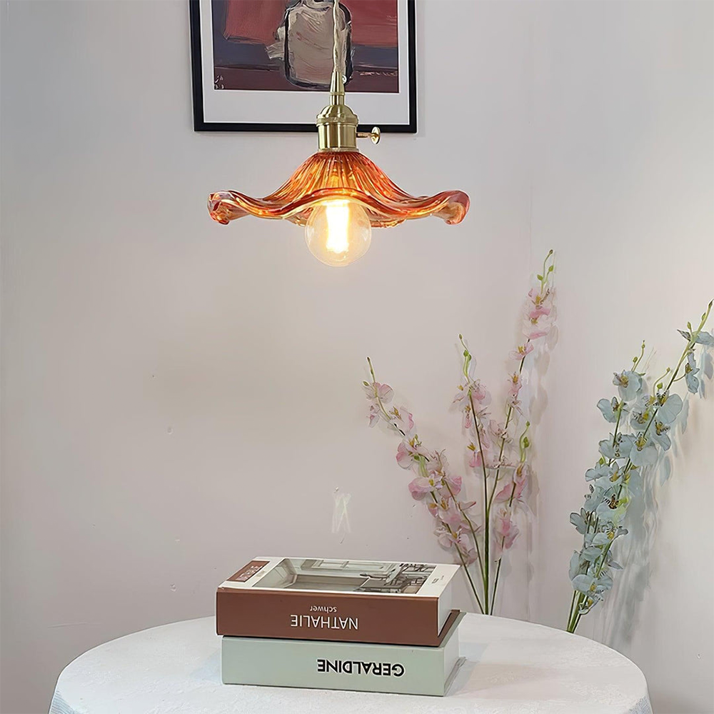 Aurelia Elegant Glass And Pendant Light In Vintage Green Ripple Shade With Brass Accents