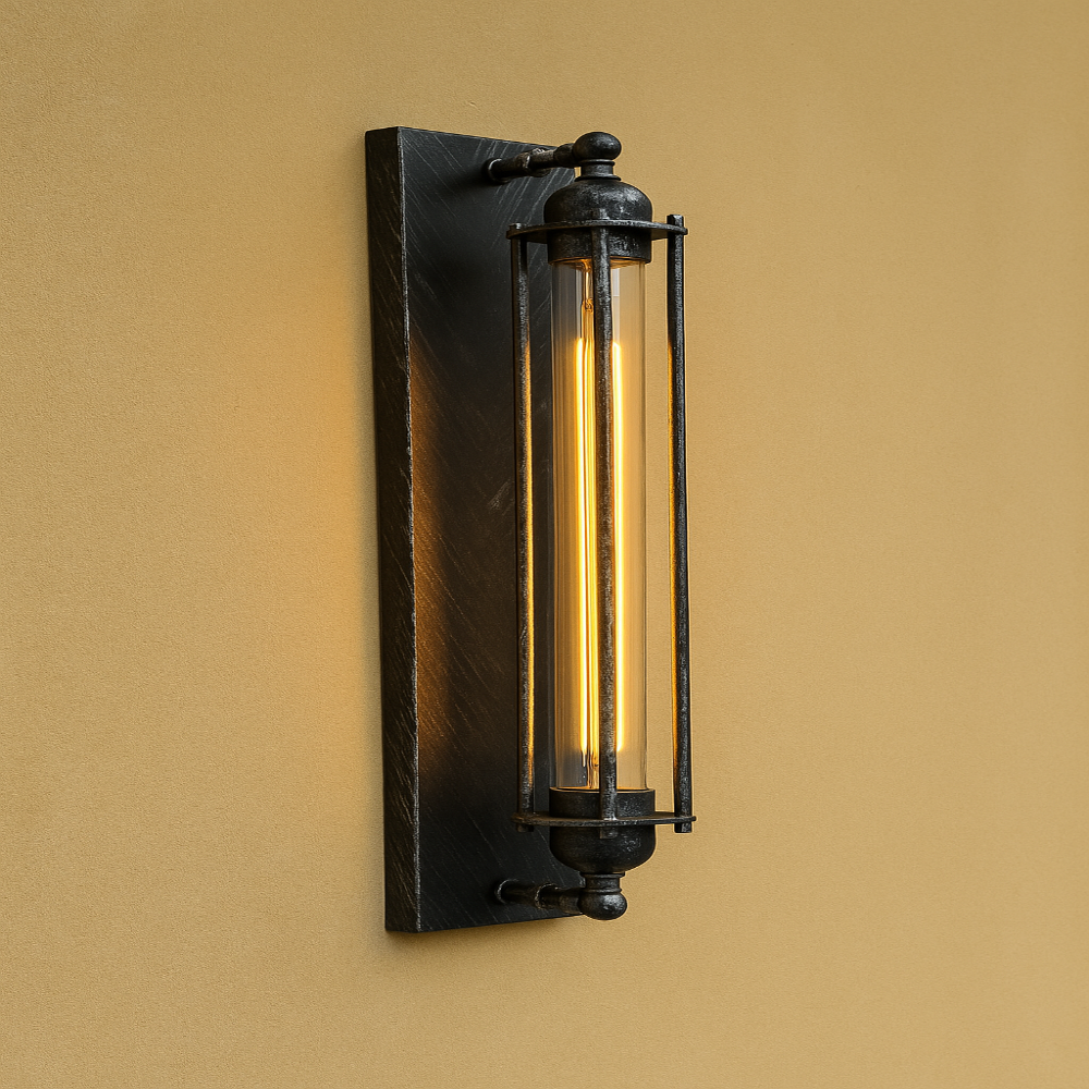 Vintage Industrial Cast Iron Wall Lamp With LED Black Silver Bronze Finish