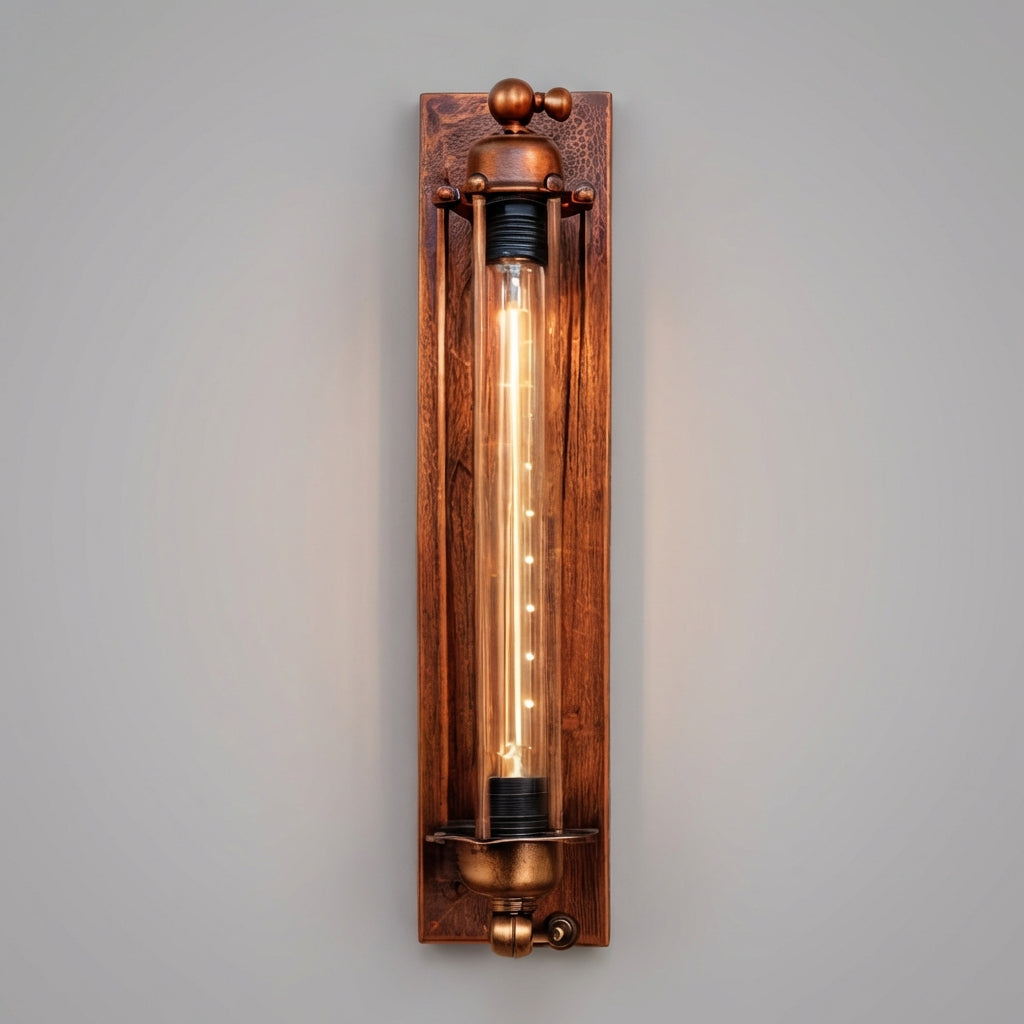 Industrial Black Wall Light With Glass Cage And LED Included