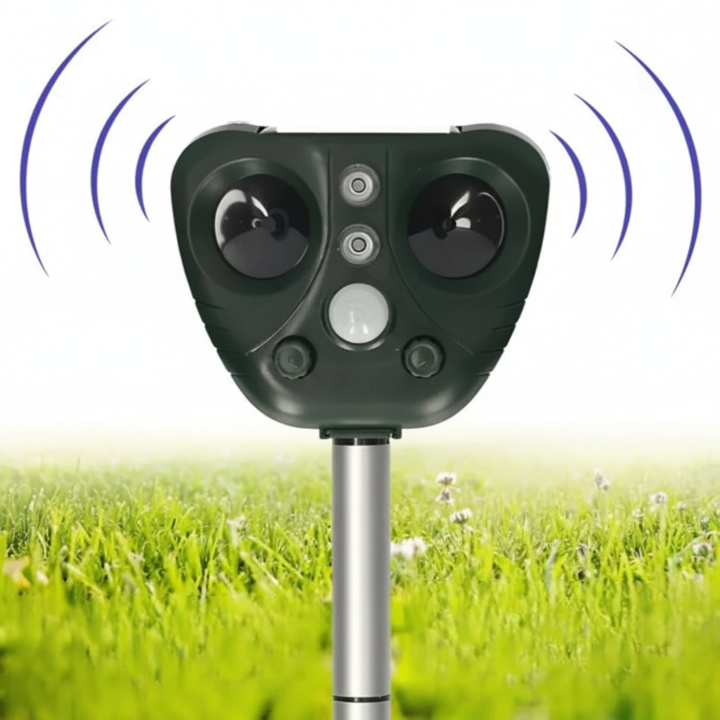 Solar Ultrasonic Animal Deterrent For Garden With 5 Modes And 9 Meter Range 13.5–45.5 kHz