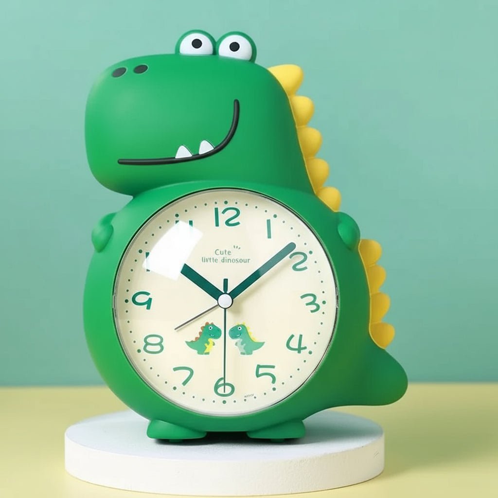DinoRise Reloj despertador de dinosaurio — Luz de despertar suave, movimiento silencioso