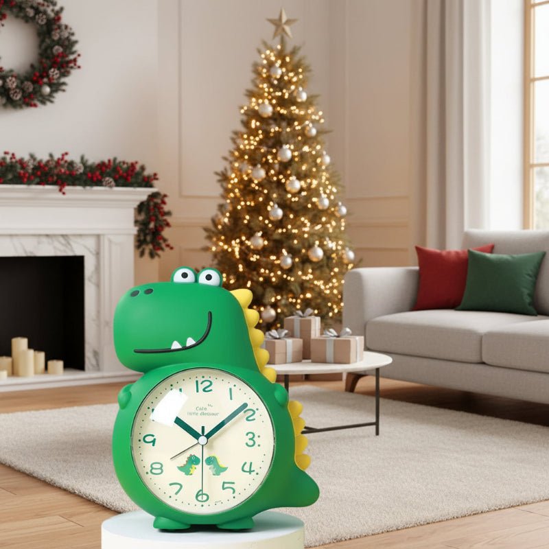 DinoRise Reloj despertador de dinosaurio — Luz de despertar suave, movimiento silencioso