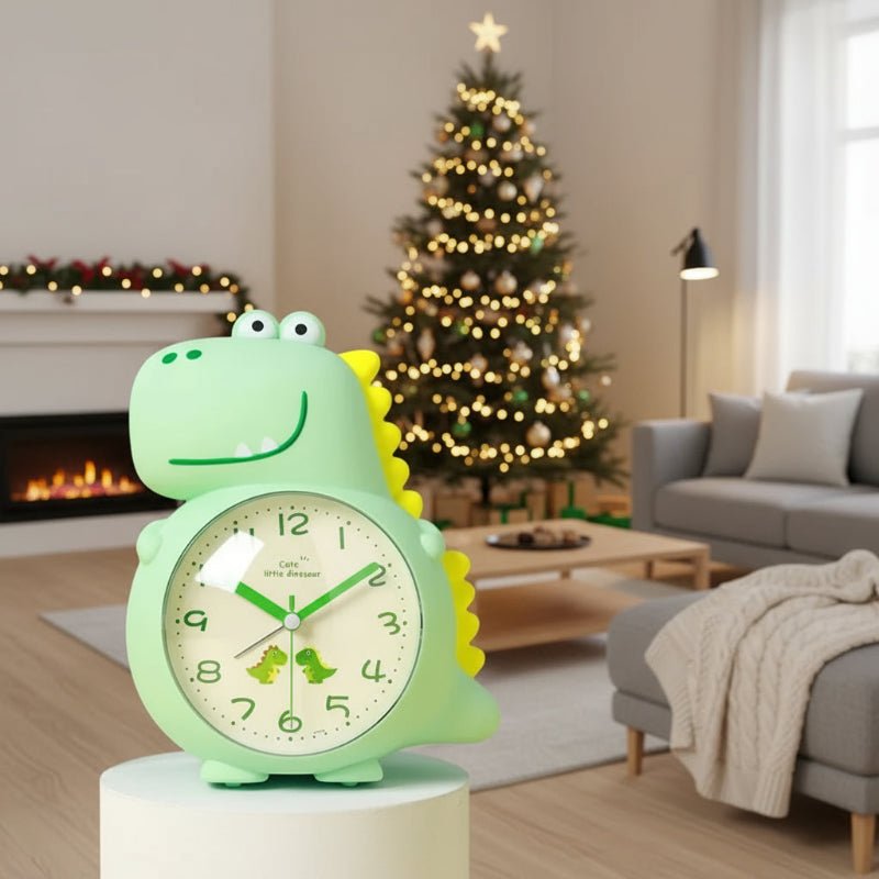 DinoRise Reloj despertador de dinosaurio — Luz de despertar suave, movimiento silencioso