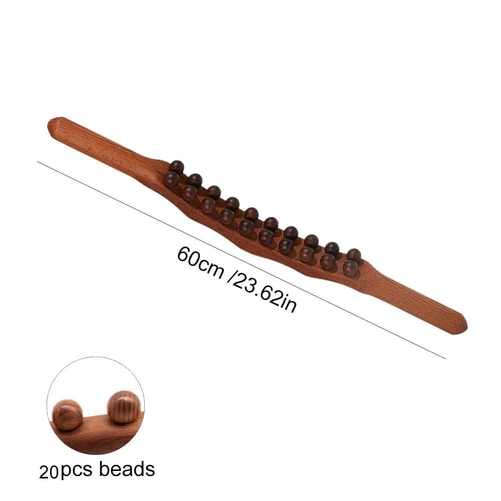 Barra de masaje Gua Sha de madera hecha a mano SERENIWOOD — Herramienta ergonómica de superficie lisa para masajes corporales