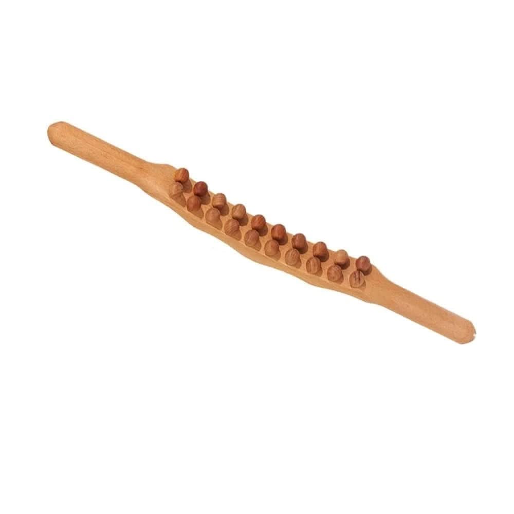 Barra de masaje Gua Sha de madera hecha a mano SERENIWOOD — Herramienta ergonómica de superficie lisa para masajes corporales