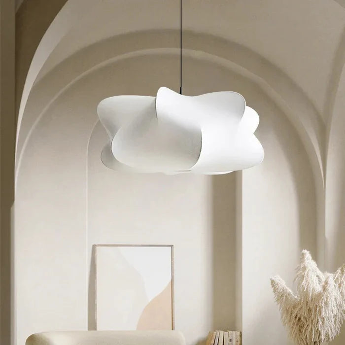 Suspension en soie style japonais, rose clair ou blanc, lumière diffuse chaude