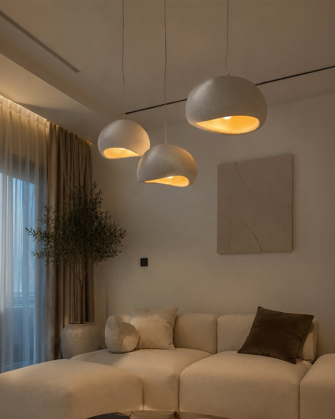 Wabi Sabi Polymer Pendant Light With Organic Texture For Living And Dining Rooms